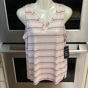 Cuddl Duds Women's Striped Tank Top - Pink and Gray